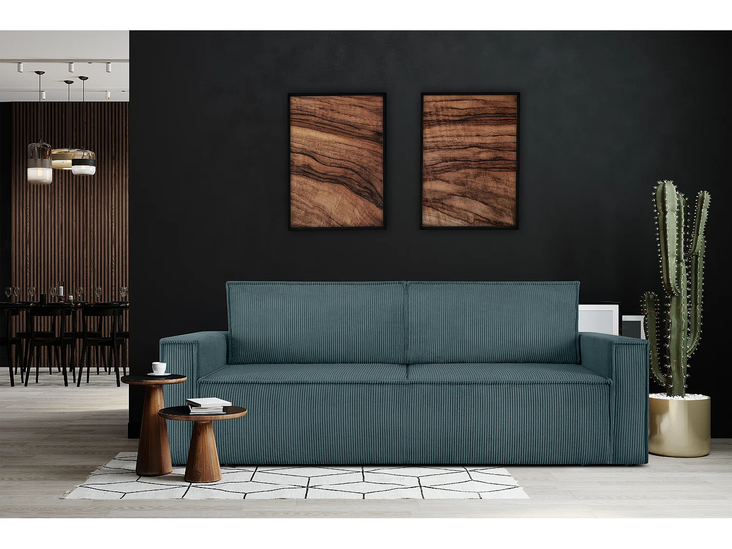 Schlafsofa in Pet Friendly Cord-Stoff - blau - NAPI