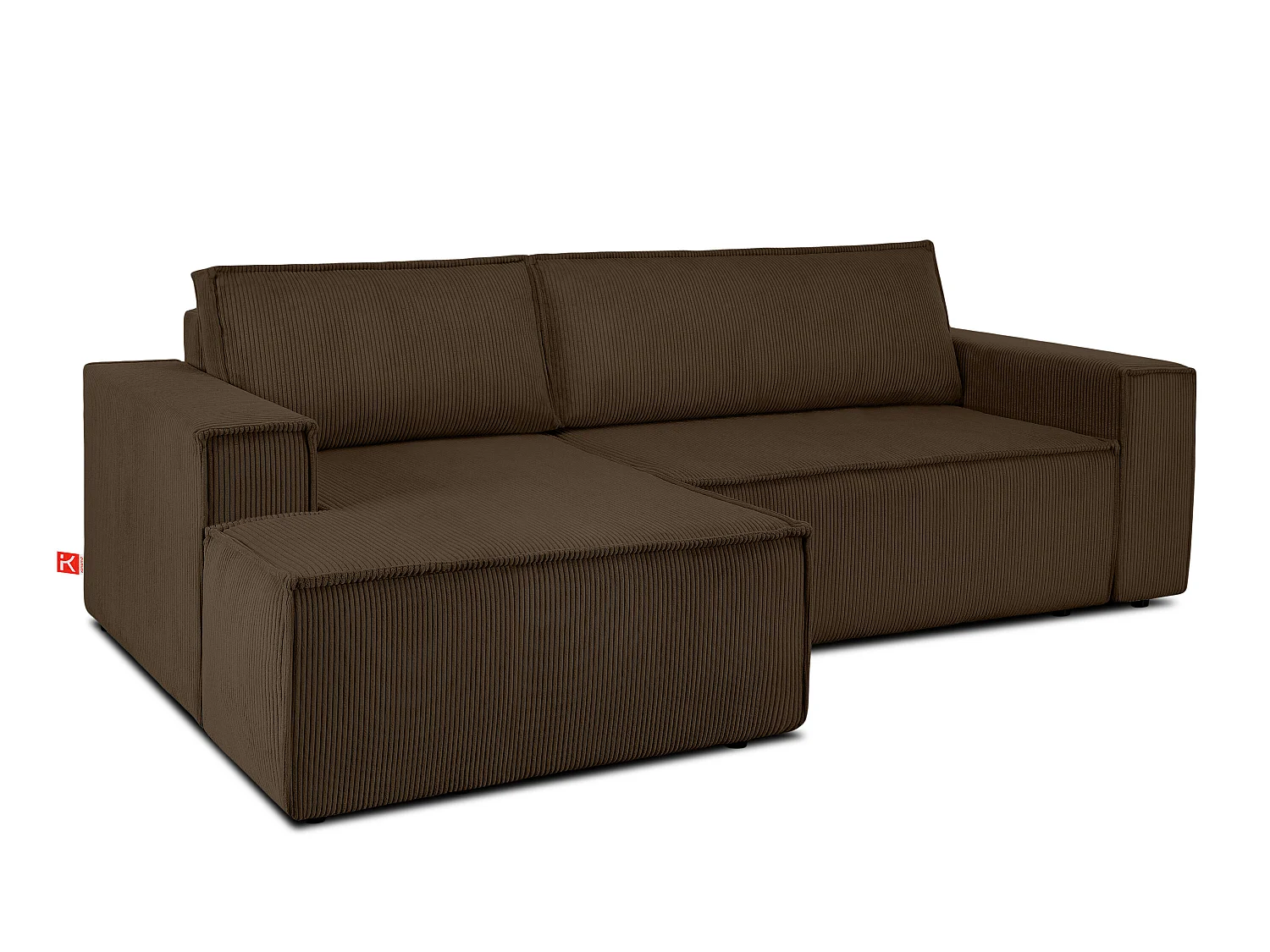 Ecksofa links - mit Schlaffunktion - in Pet Friendly Cord-Stoff - dunkelbraun - NAPI