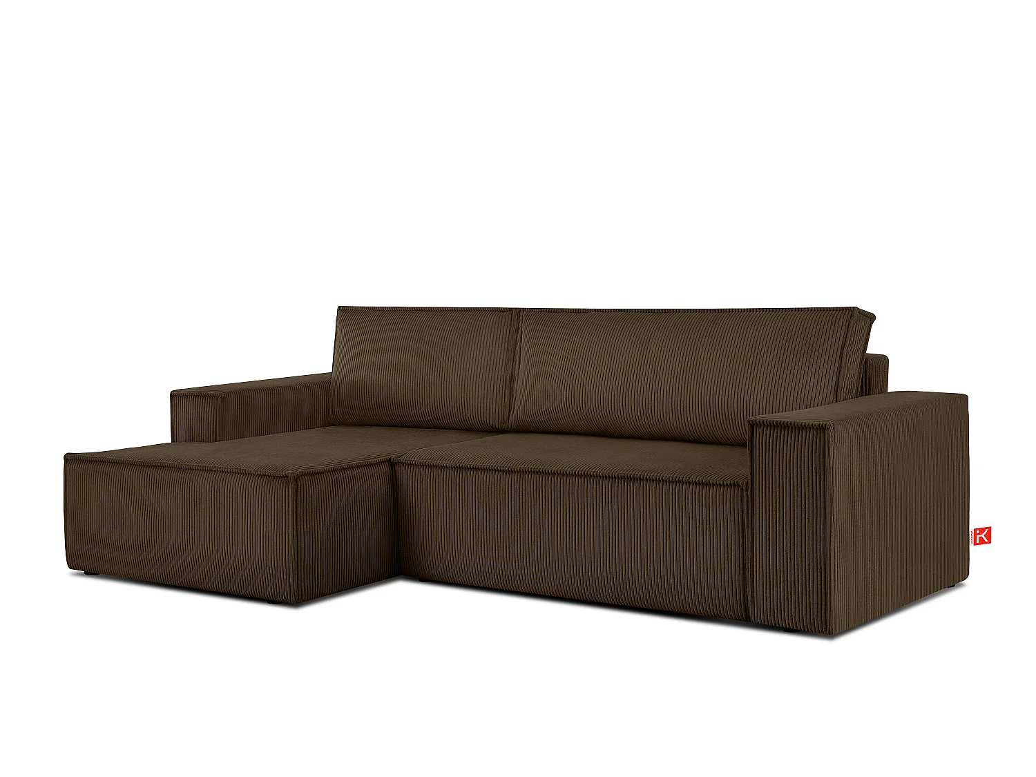 Ecksofa links - mit Schlaffunktion - in Pet Friendly Cord-Stoff - dunkelbraun - NAPI
