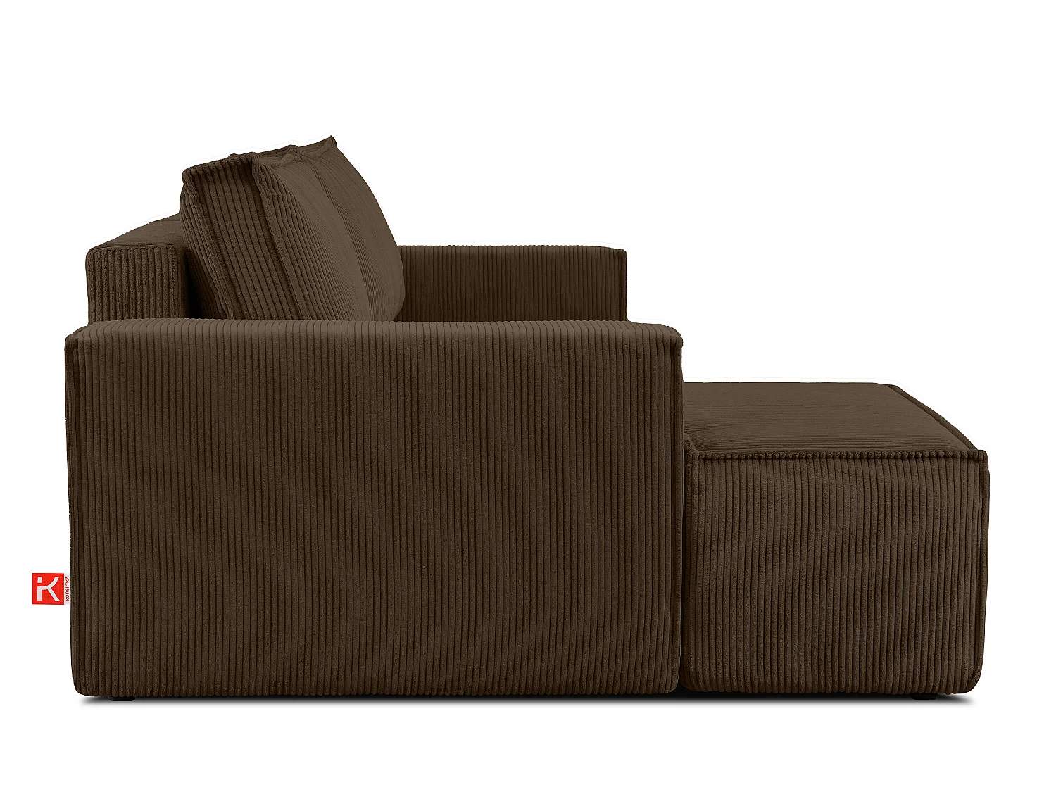 Ecksofa links - mit Schlaffunktion - in Pet Friendly Cord-Stoff - dunkelbraun - NAPI