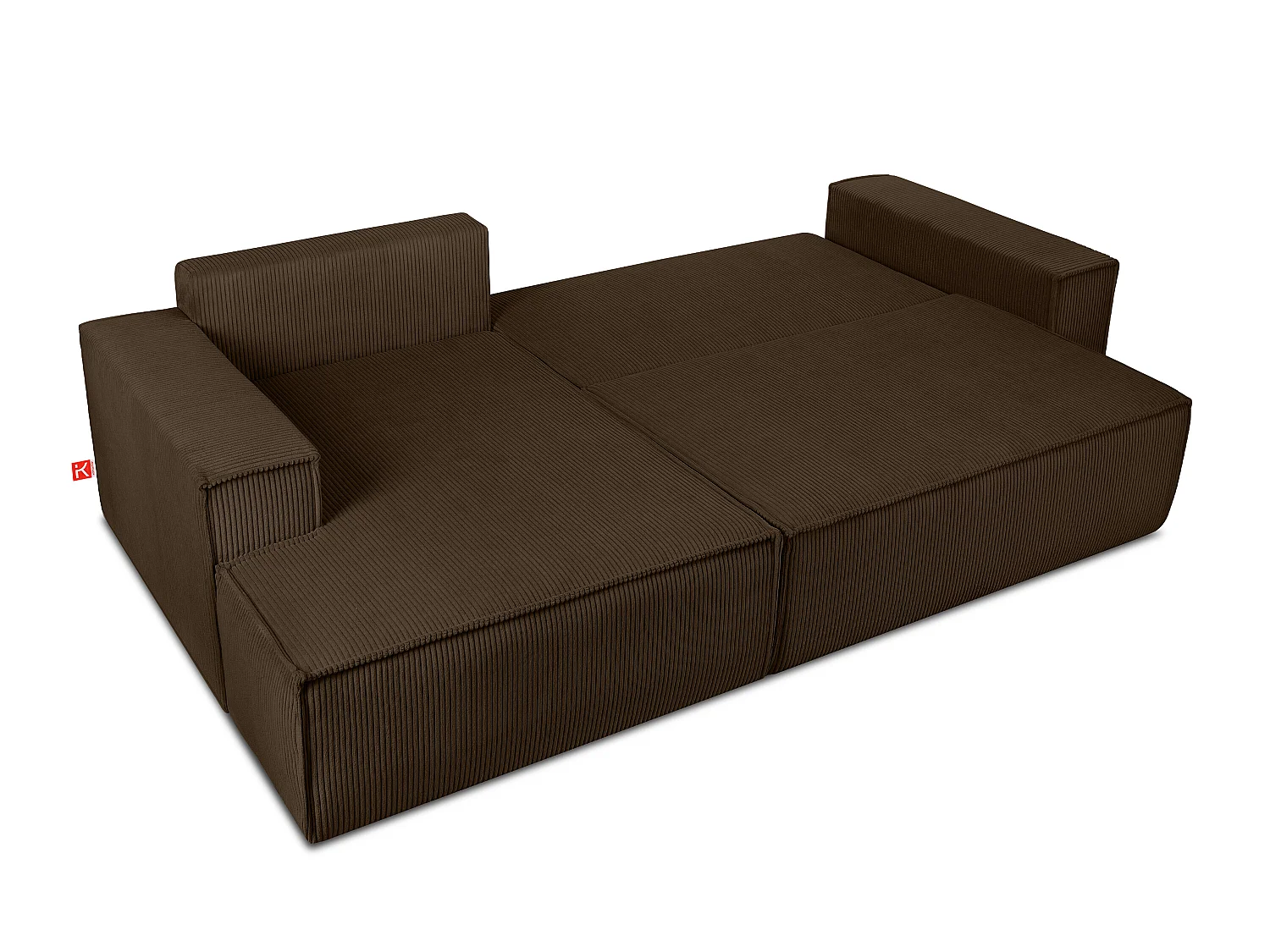 Ecksofa links - mit Schlaffunktion - in Pet Friendly Cord-Stoff - dunkelbraun - NAPI