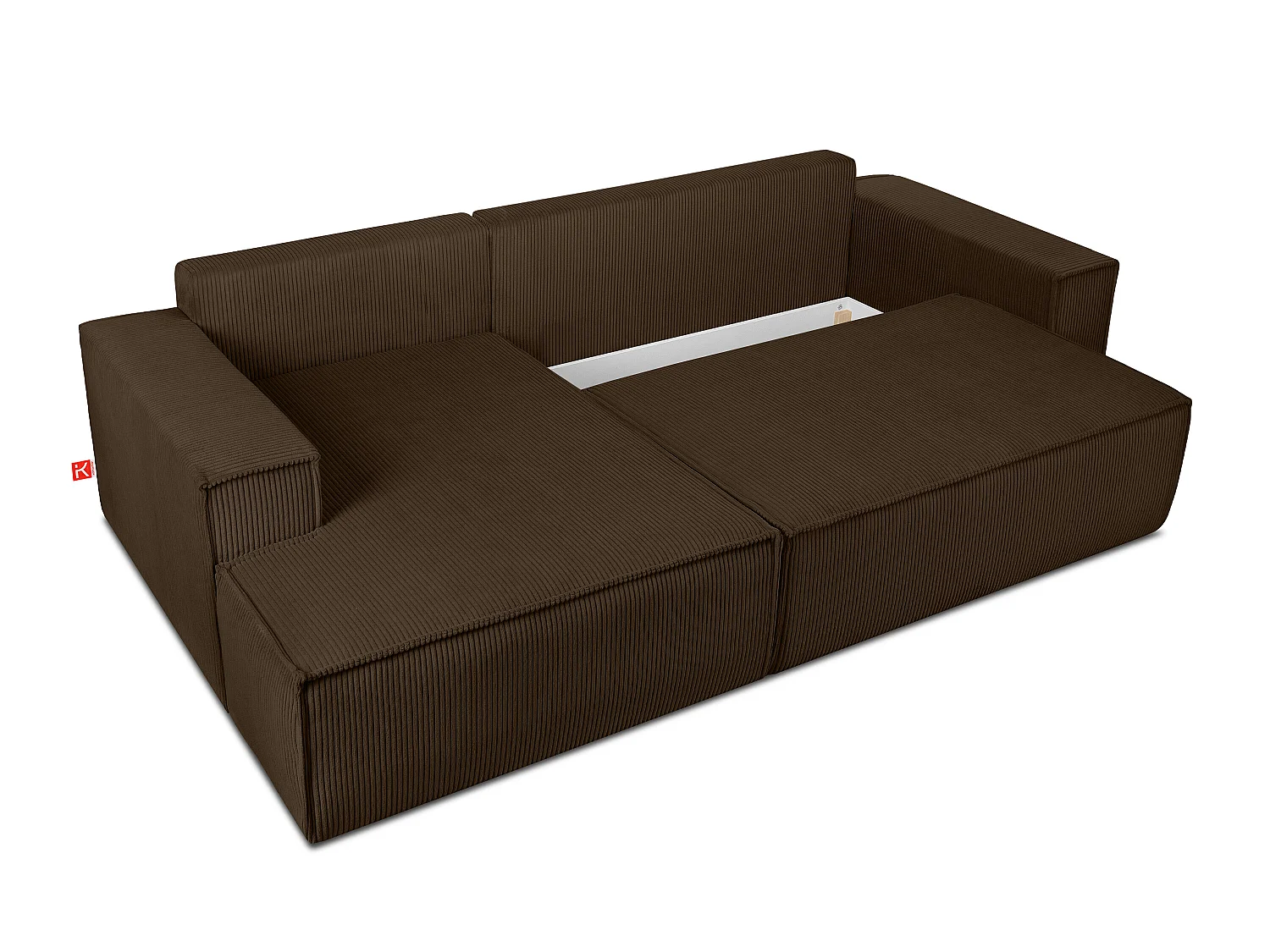 Ecksofa links - mit Schlaffunktion - in Pet Friendly Cord-Stoff - dunkelbraun - NAPI