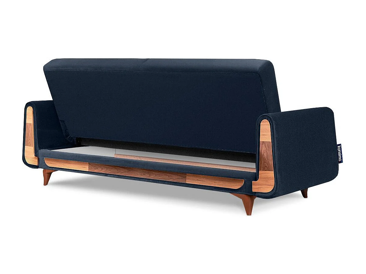 Schlafsofa GUSTAVO Schlafsofa - 3-Sitzer - Velours Stoff - Blau