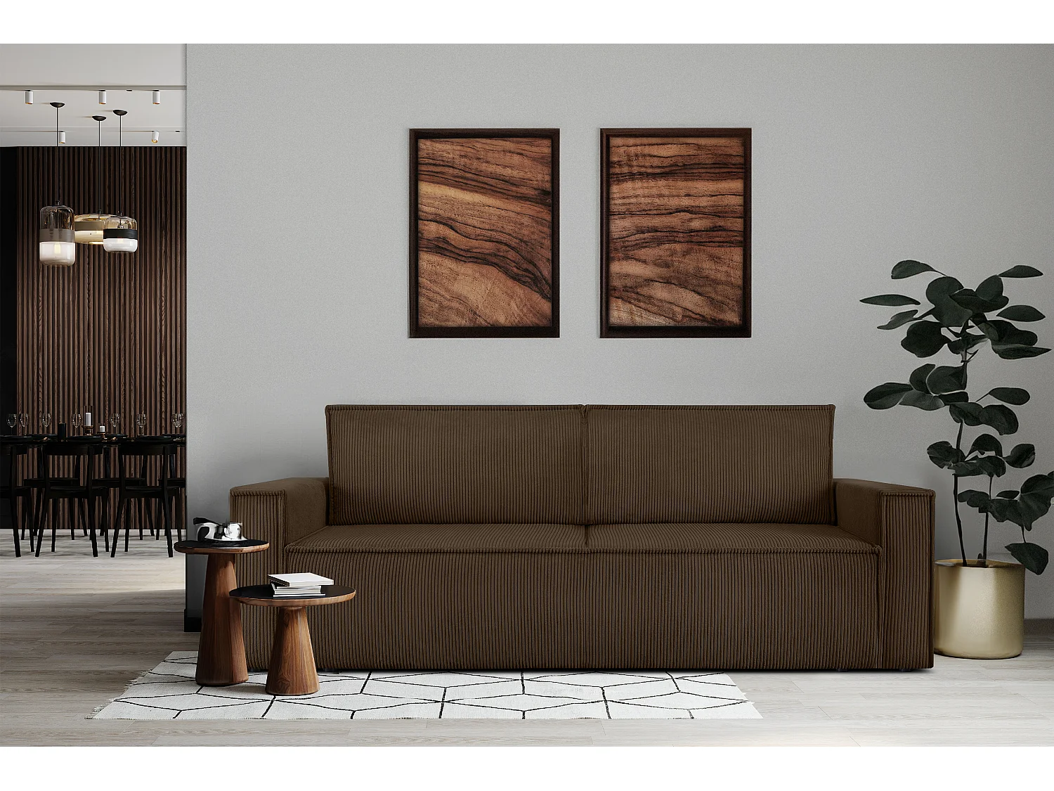 Schlafsofa in Pet Friendly Cord-Stoff - dunkelbraun - NAPI