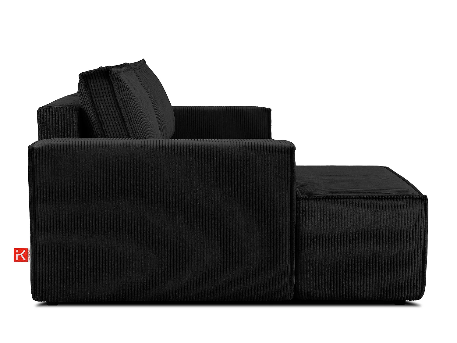 Ecksofa links - mit Schlaffunktion - in Pet Friendly Cord-Stoff - schwarz - NAPI
