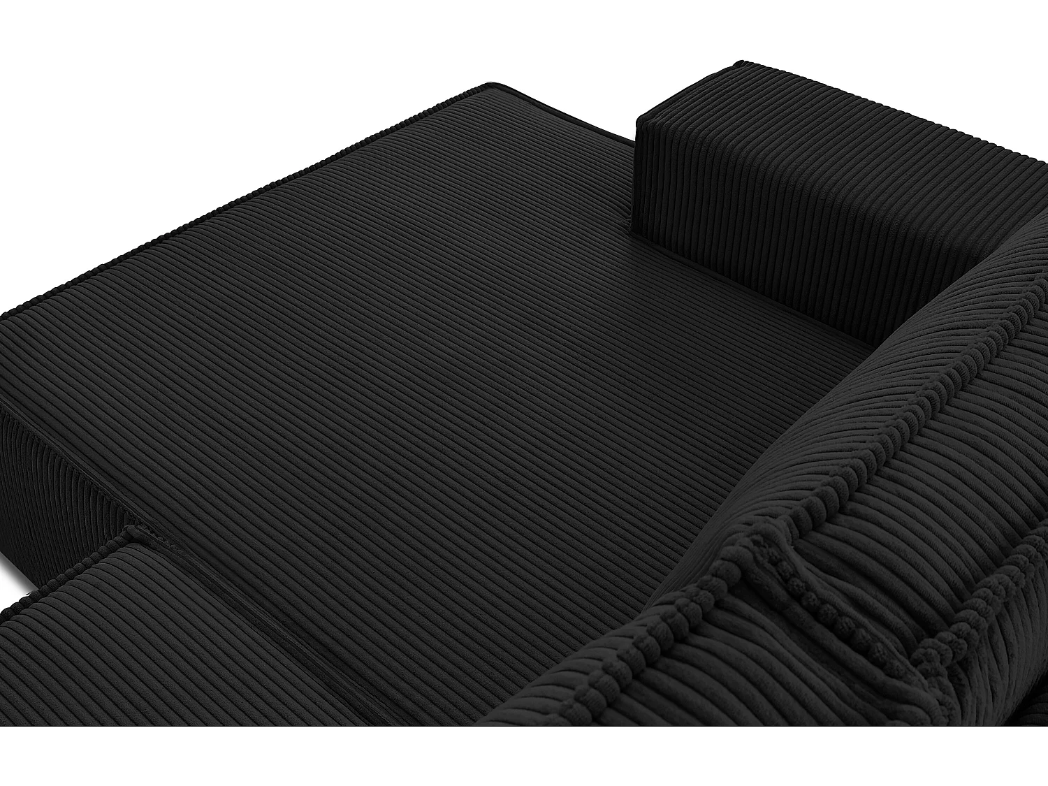 Ecksofa links - mit Schlaffunktion - in Pet Friendly Cord-Stoff - schwarz - NAPI