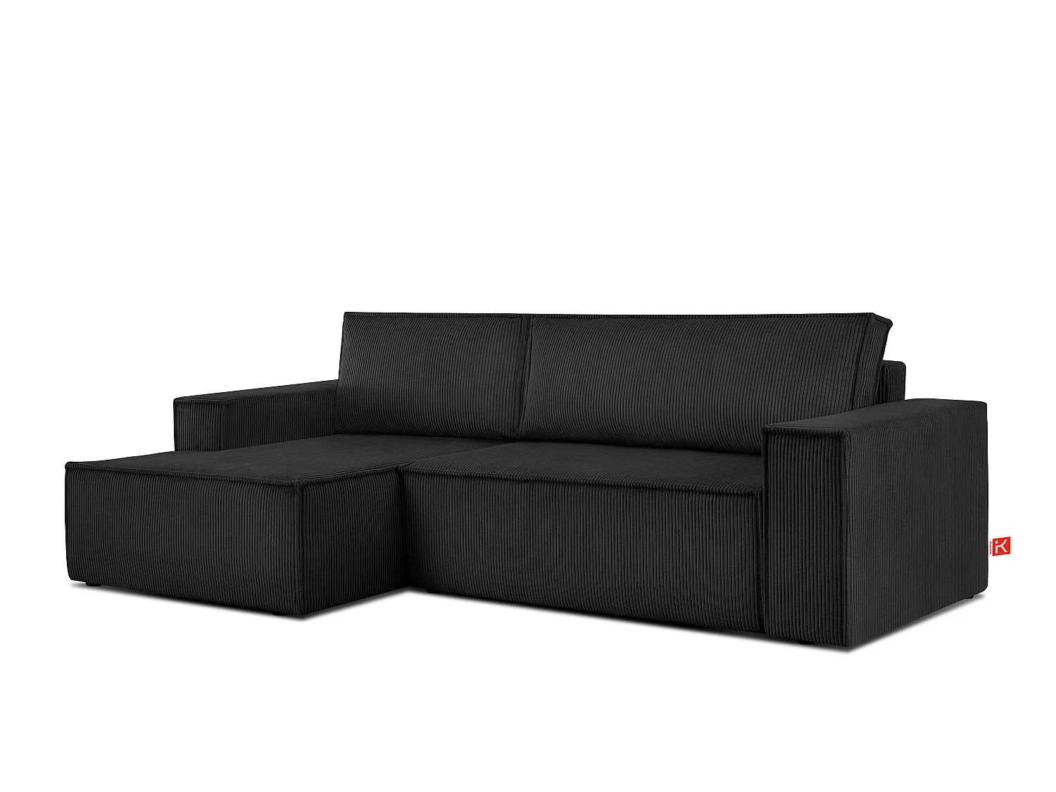Ecksofa links - mit Schlaffunktion - in Pet Friendly Cord-Stoff - schwarz - NAPI