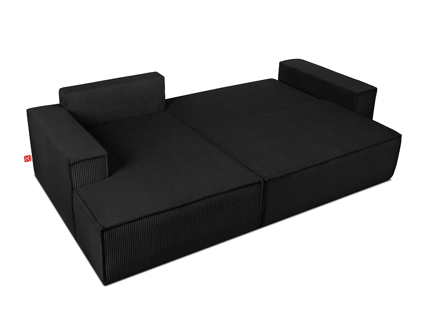 Ecksofa links - mit Schlaffunktion - in Pet Friendly Cord-Stoff - schwarz - NAPI