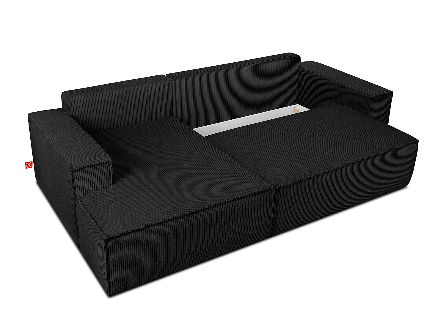 Ecksofa links - mit Schlaffunktion - in Pet Friendly Cord-Stoff - schwarz - NAPI