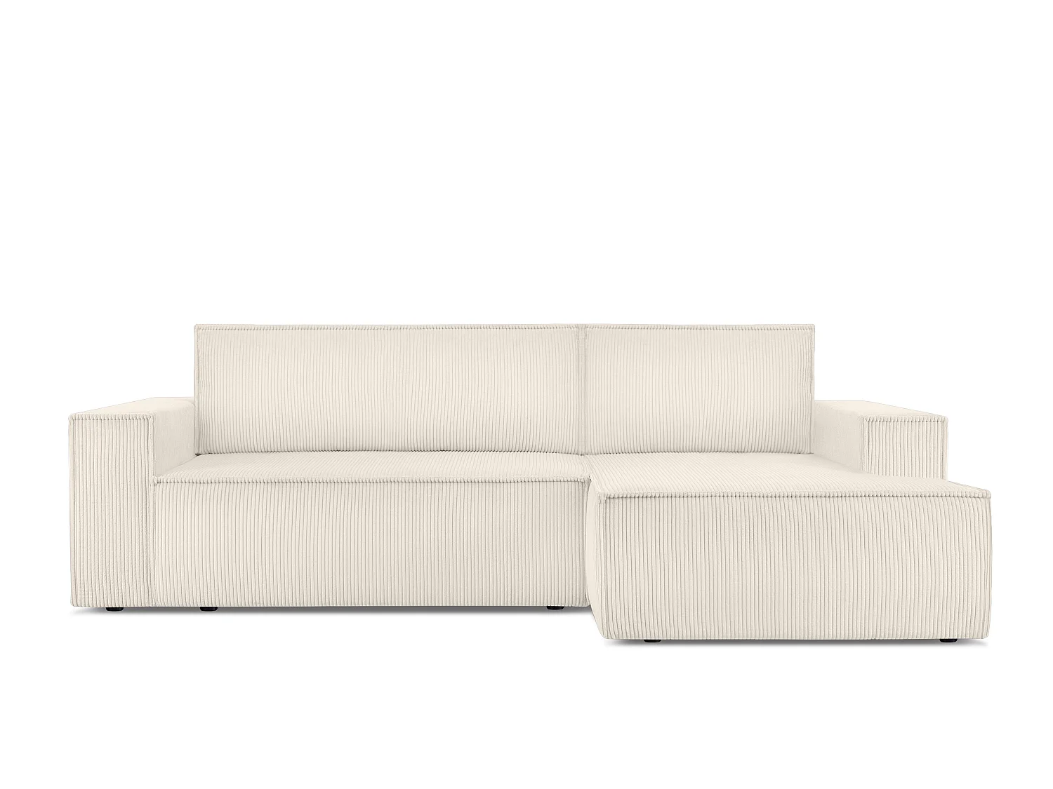 Ecksofa rechts - mit Schlaffunktion - in Pet Friendly Cord-Stoff - ecrufarben - NAPI