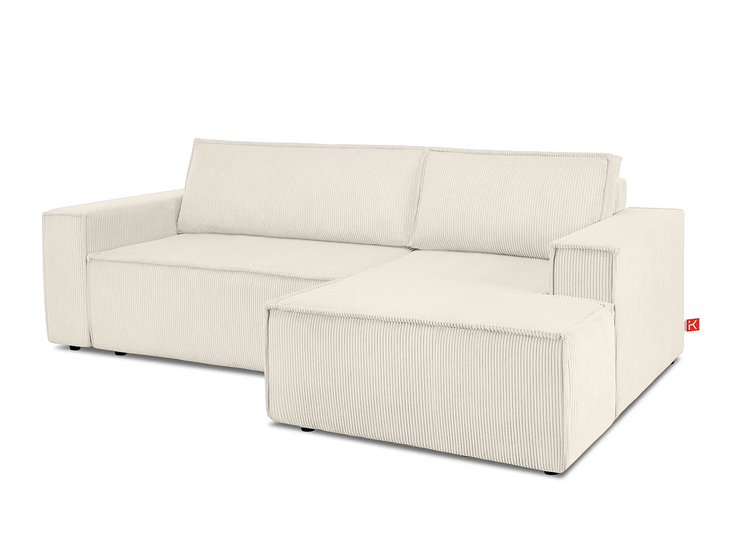 Ecksofa rechts - mit Schlaffunktion - in Pet Friendly Cord-Stoff - ecrufarben - NAPI