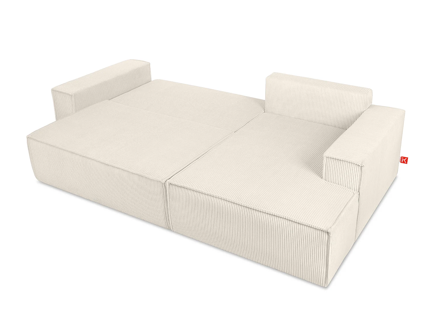 Ecksofa rechts - mit Schlaffunktion - in Pet Friendly Cord-Stoff - ecrufarben - NAPI