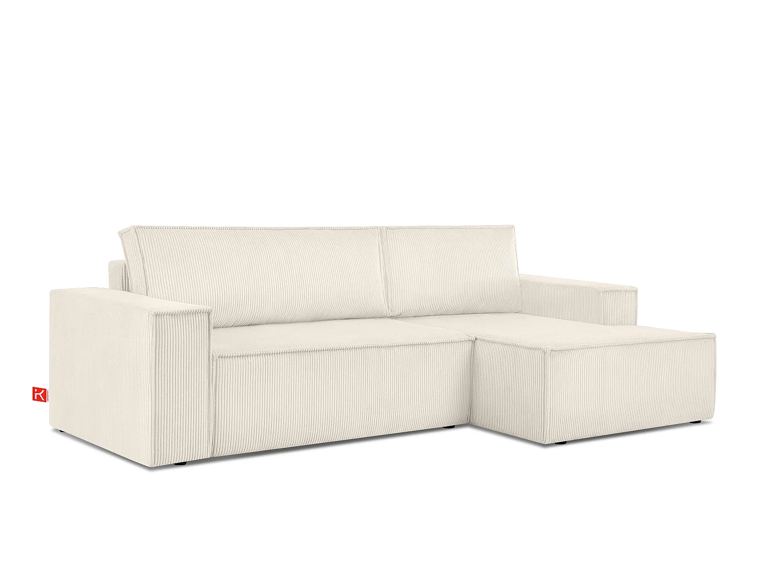 Ecksofa rechts - mit Schlaffunktion - in Pet Friendly Cord-Stoff - ecrufarben - NAPI