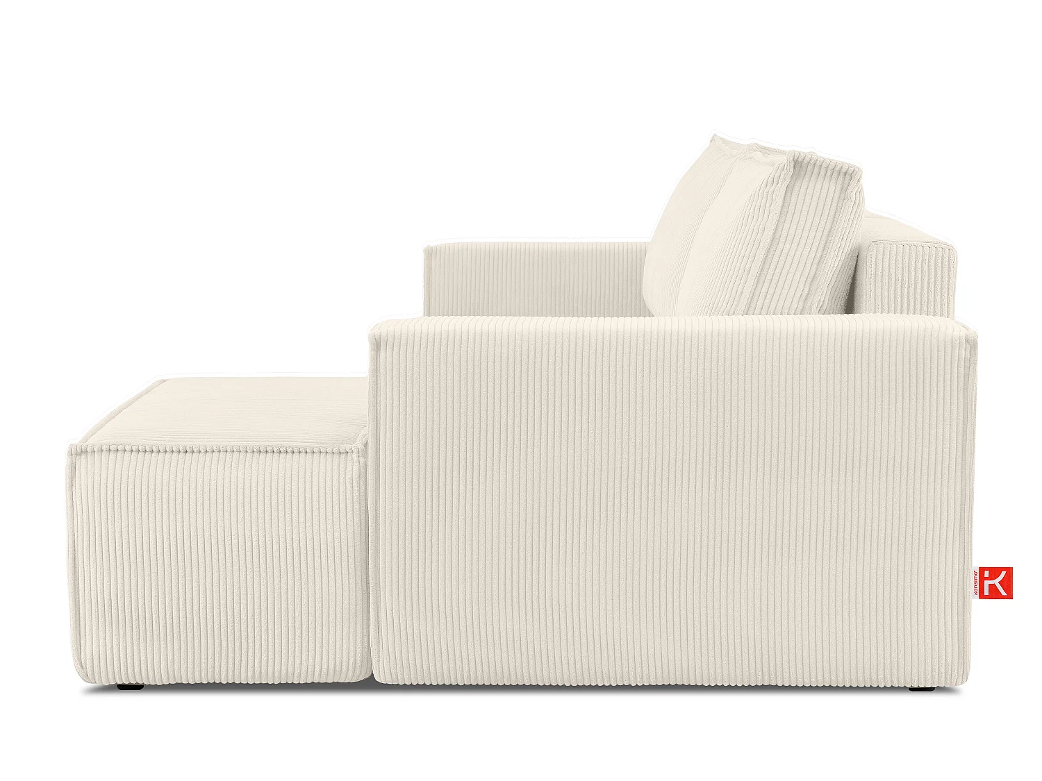 Ecksofa rechts - mit Schlaffunktion - in Pet Friendly Cord-Stoff - ecrufarben - NAPI