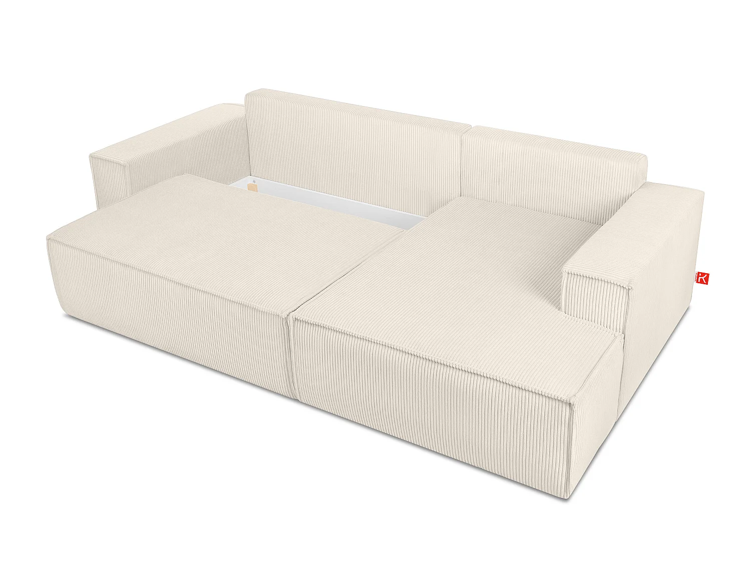 Ecksofa rechts - mit Schlaffunktion - in Pet Friendly Cord-Stoff - ecrufarben - NAPI