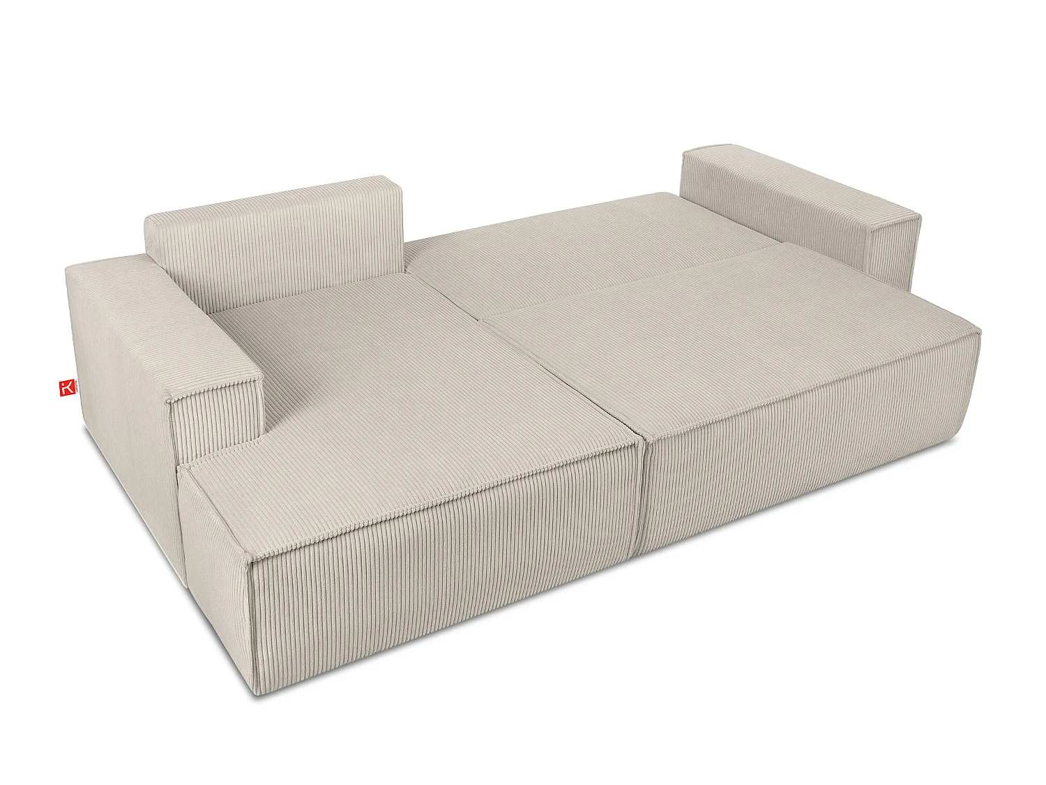 Ecksofa links - mit Schlaffunktion - in Pet Friendly Cord-Stoff - cremefarben - NAPI