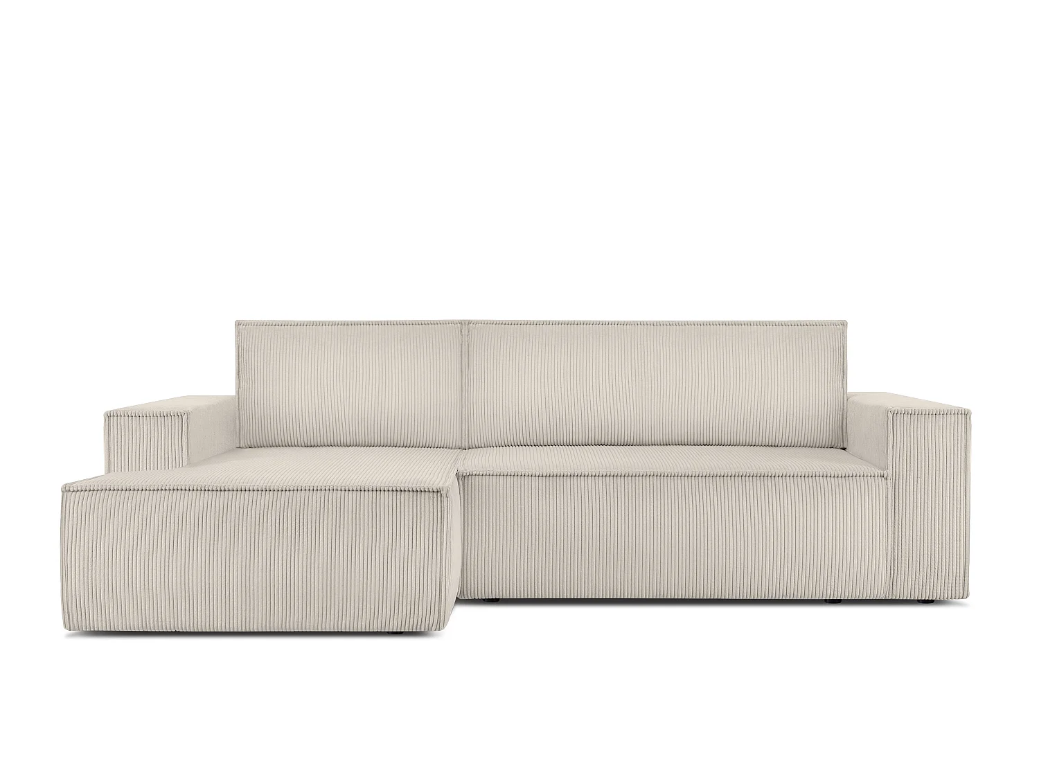 Ecksofa links - mit Schlaffunktion - in Pet Friendly Cord-Stoff - cremefarben - NAPI