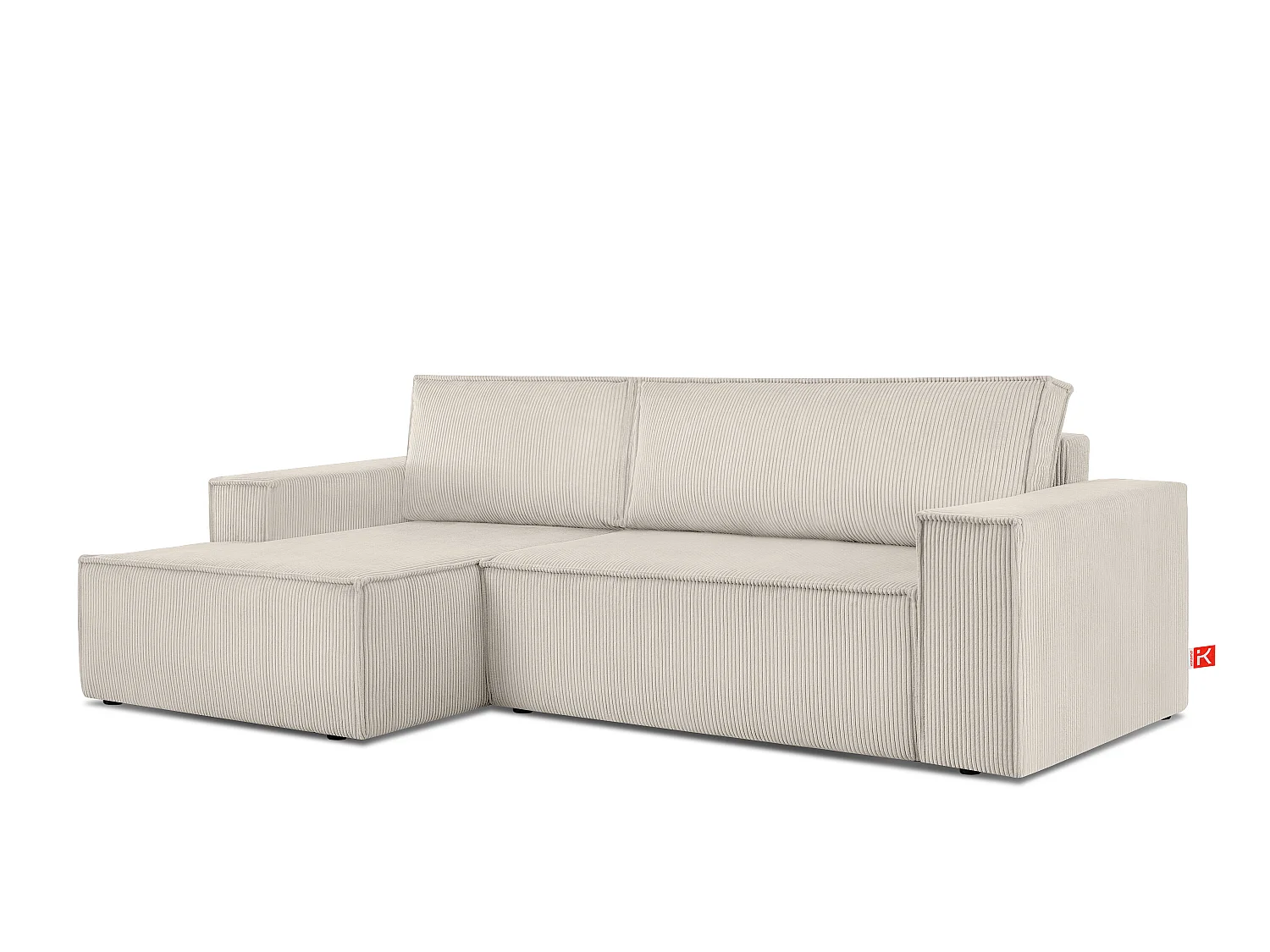 Ecksofa links - mit Schlaffunktion - in Pet Friendly Cord-Stoff - cremefarben - NAPI