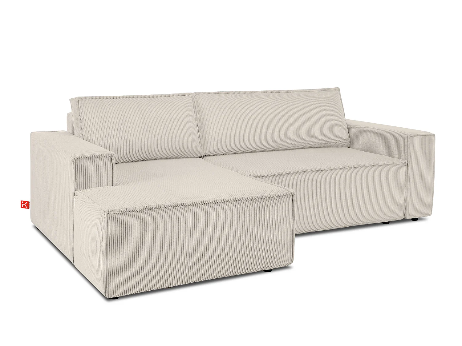 Ecksofa links - mit Schlaffunktion - in Pet Friendly Cord-Stoff - cremefarben - NAPI