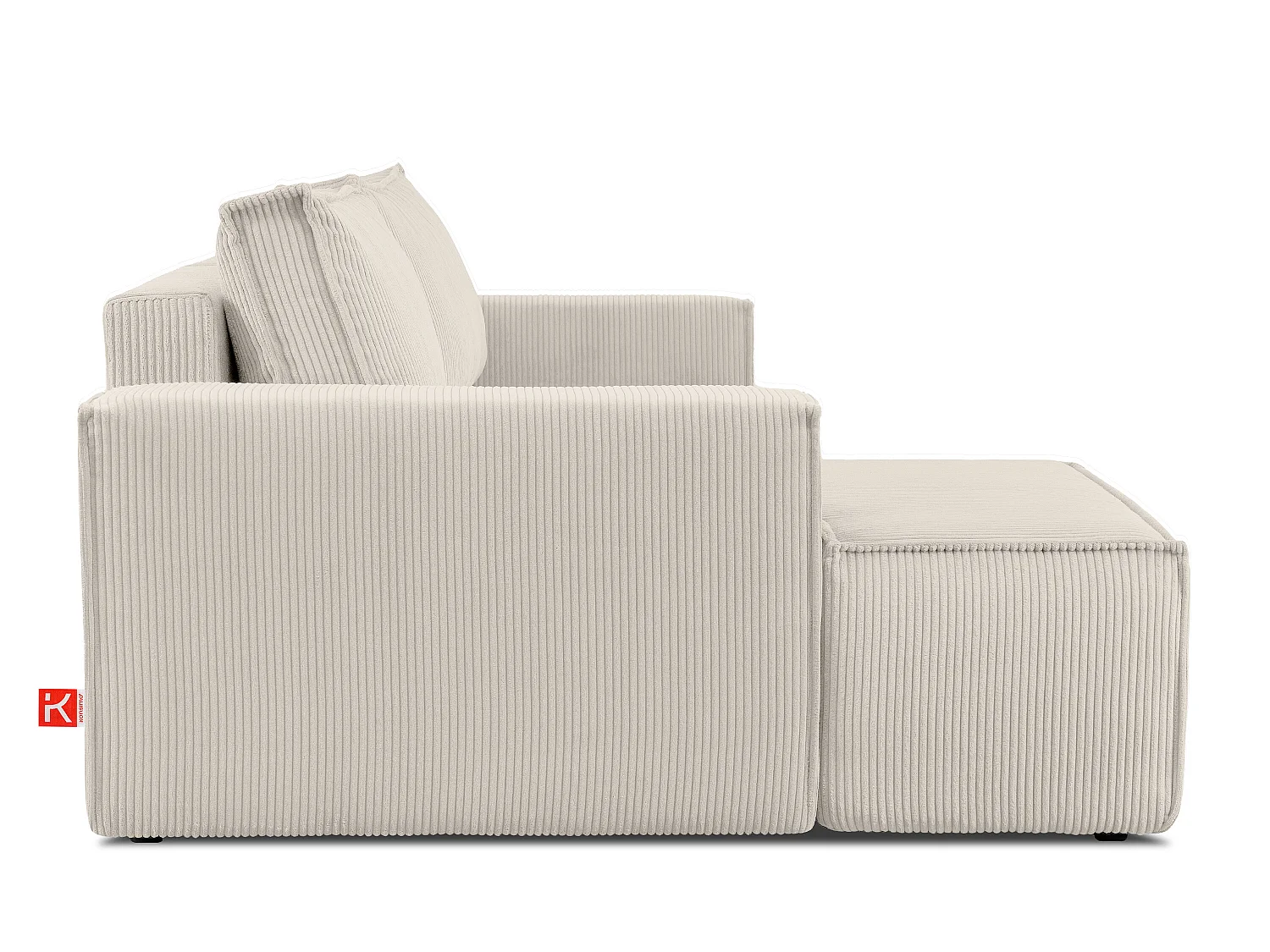 Ecksofa links - mit Schlaffunktion - in Pet Friendly Cord-Stoff - cremefarben - NAPI