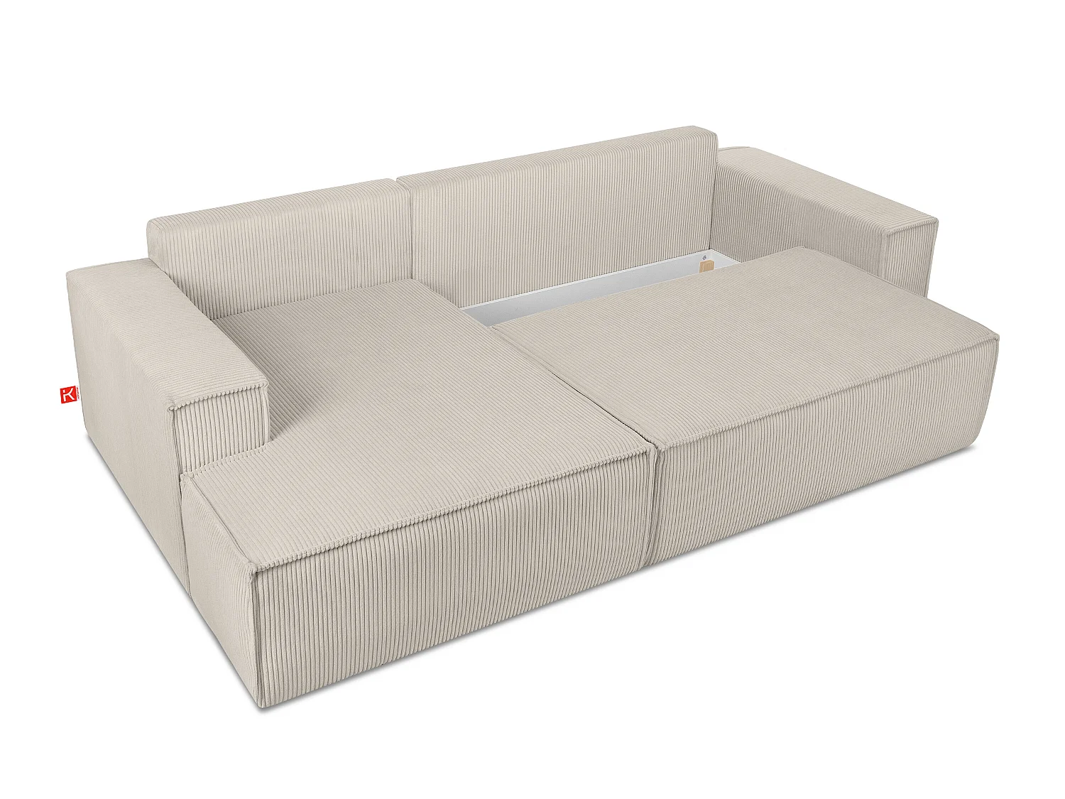 Ecksofa links - mit Schlaffunktion - in Pet Friendly Cord-Stoff - cremefarben - NAPI