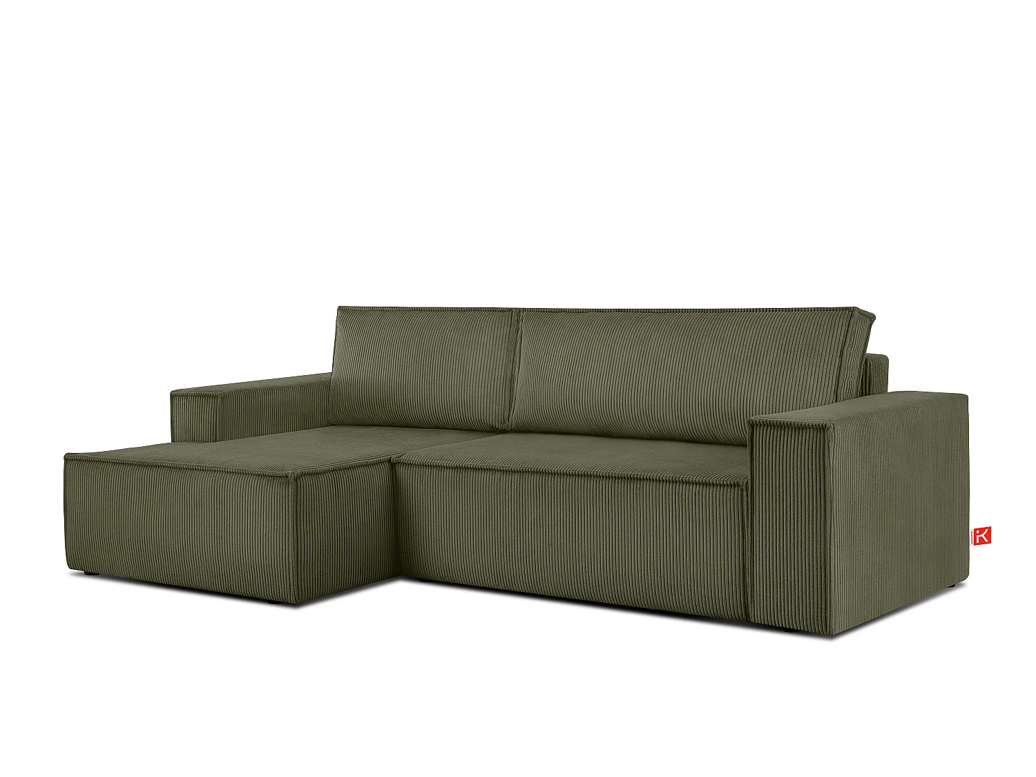 Ecksofa links - mit Schlaffunktion - in Pet Friendly Cord-Stoff - oliv - NAPI