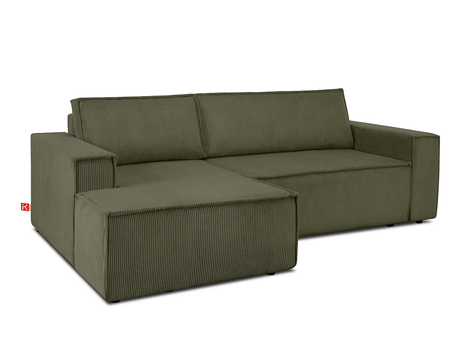Ecksofa links - mit Schlaffunktion - in Pet Friendly Cord-Stoff - oliv - NAPI