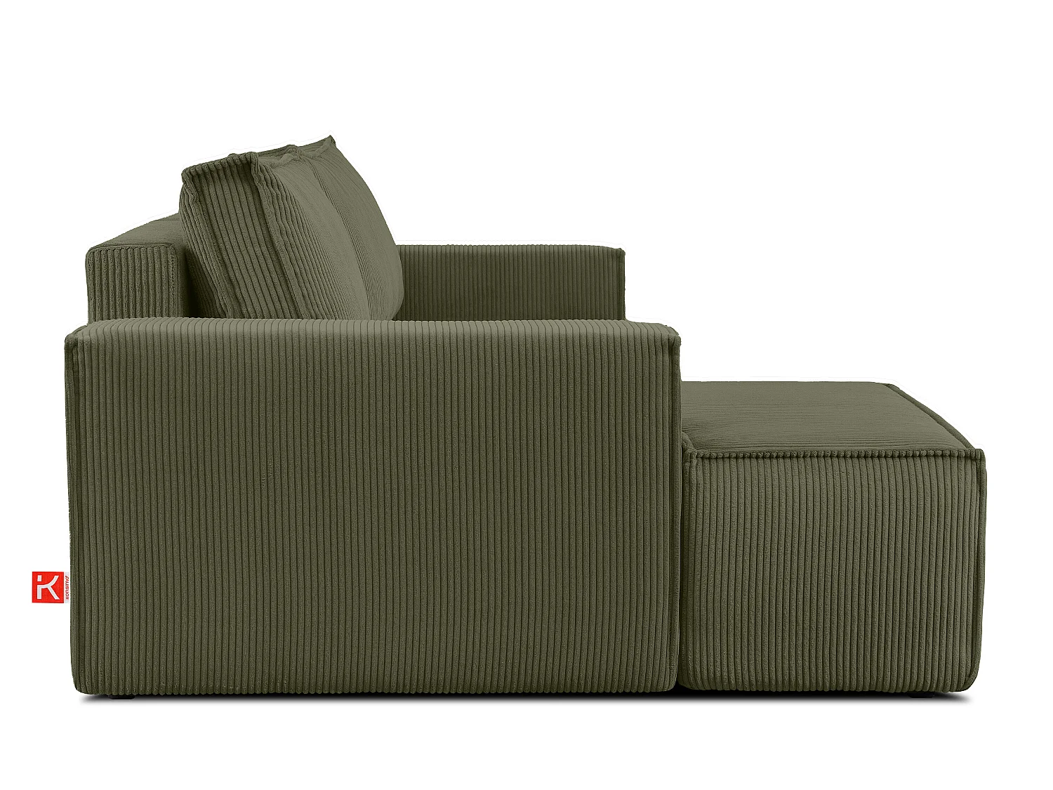 Ecksofa links - mit Schlaffunktion - in Pet Friendly Cord-Stoff - oliv - NAPI