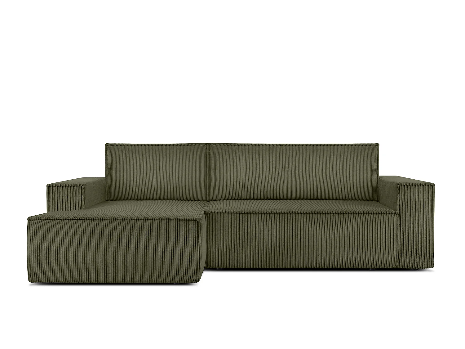 Ecksofa links - mit Schlaffunktion - in Pet Friendly Cord-Stoff - oliv - NAPI