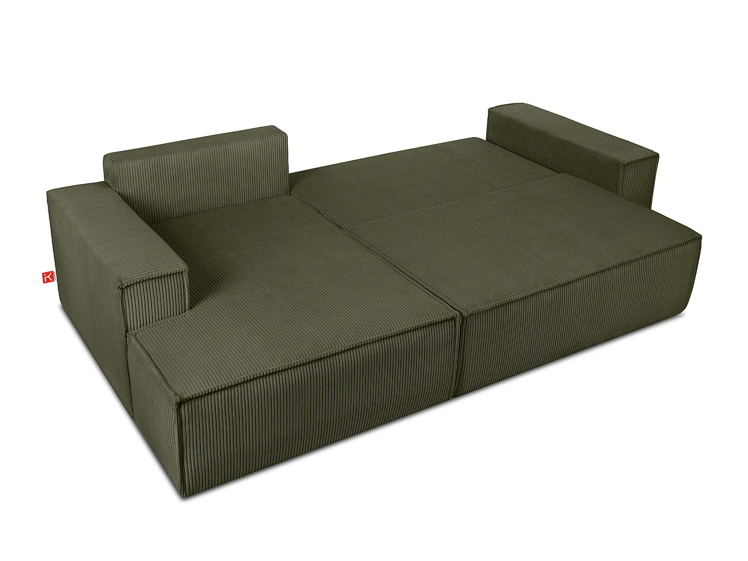 Ecksofa links - mit Schlaffunktion - in Pet Friendly Cord-Stoff - oliv - NAPI