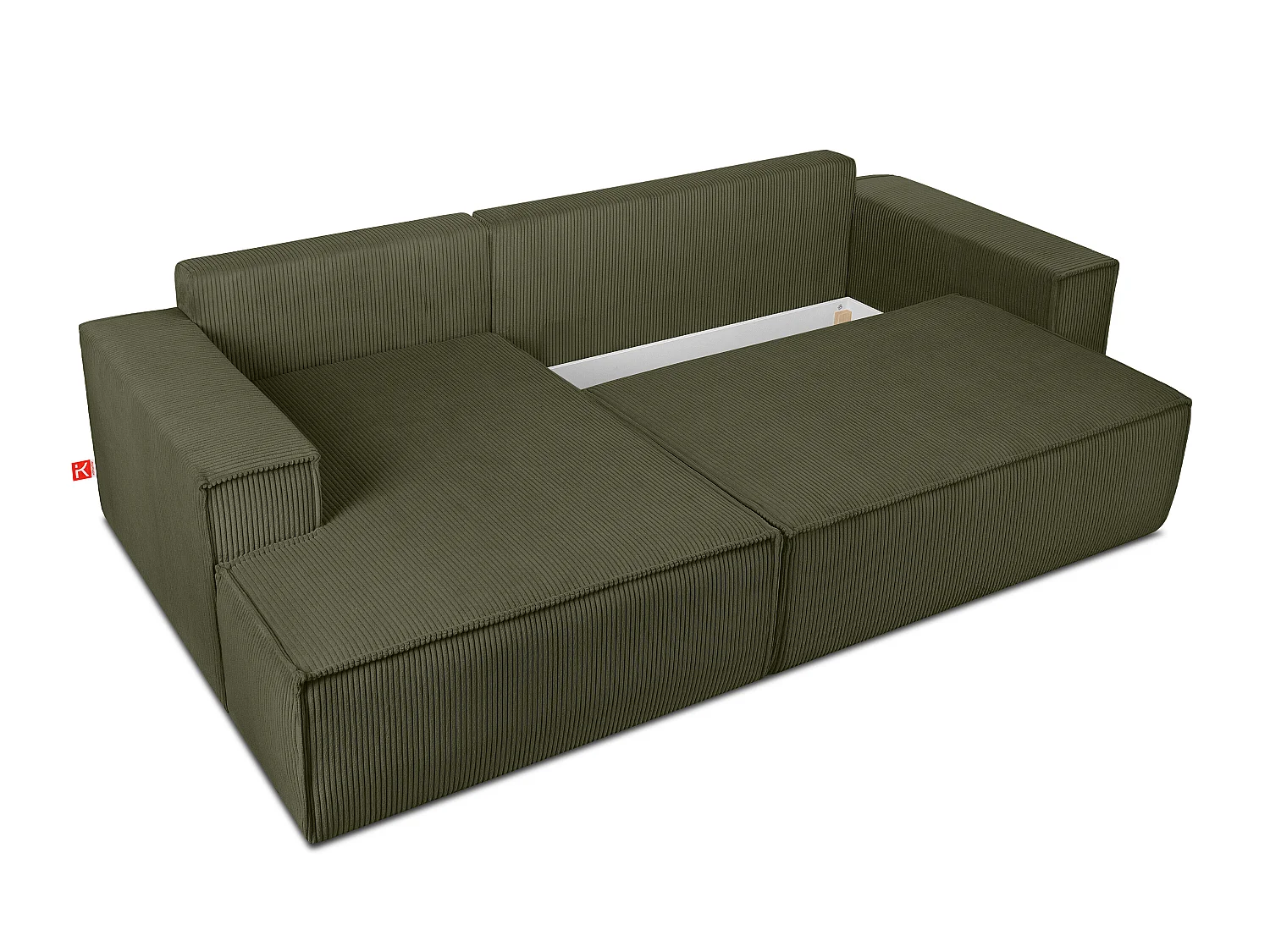 Ecksofa links - mit Schlaffunktion - in Pet Friendly Cord-Stoff - oliv - NAPI
