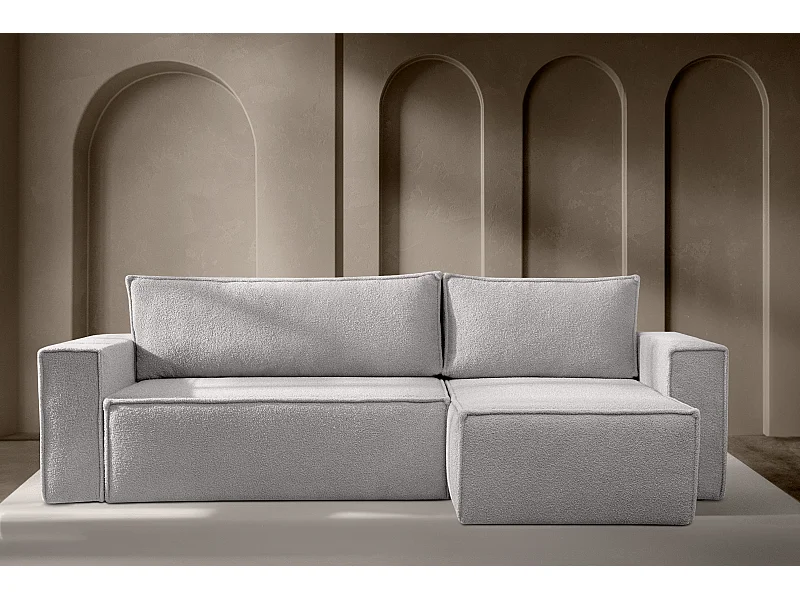 Ecksofa Big links/rechts - mit Schlaffunktion - in Pet Friendly Stoff - aschfahl - NAPI II