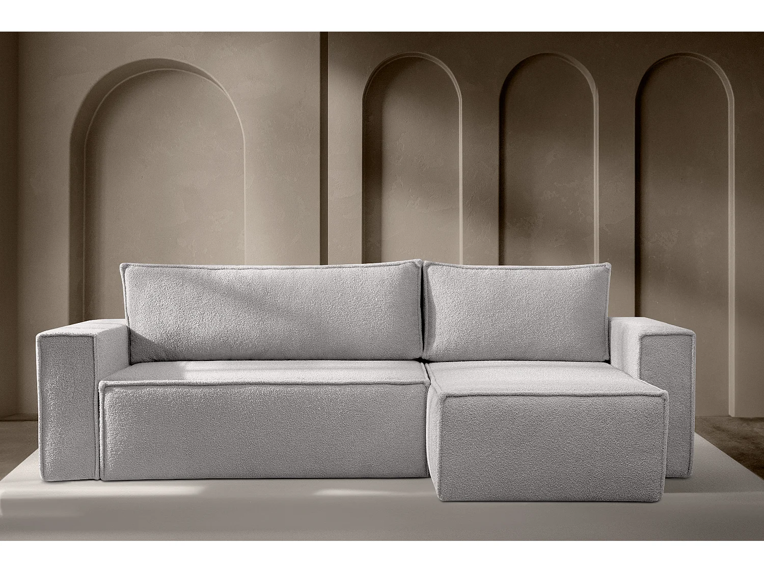 Ecksofa Big links/rechts - mit Schlaffunktion - in Pet Friendly Stoff - aschfahl - NAPI II