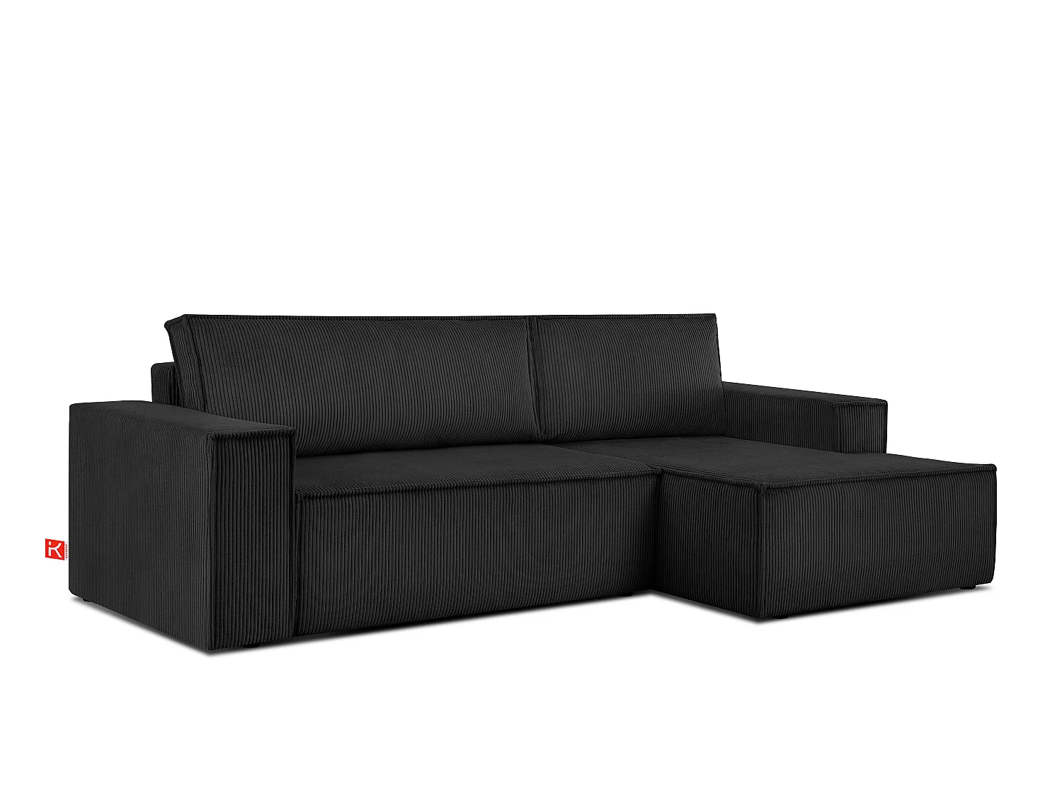 Ecksofa rechts - mit Schlaffunktion - in Pet Friendly Cord-Stoff - schwarz - NAPI