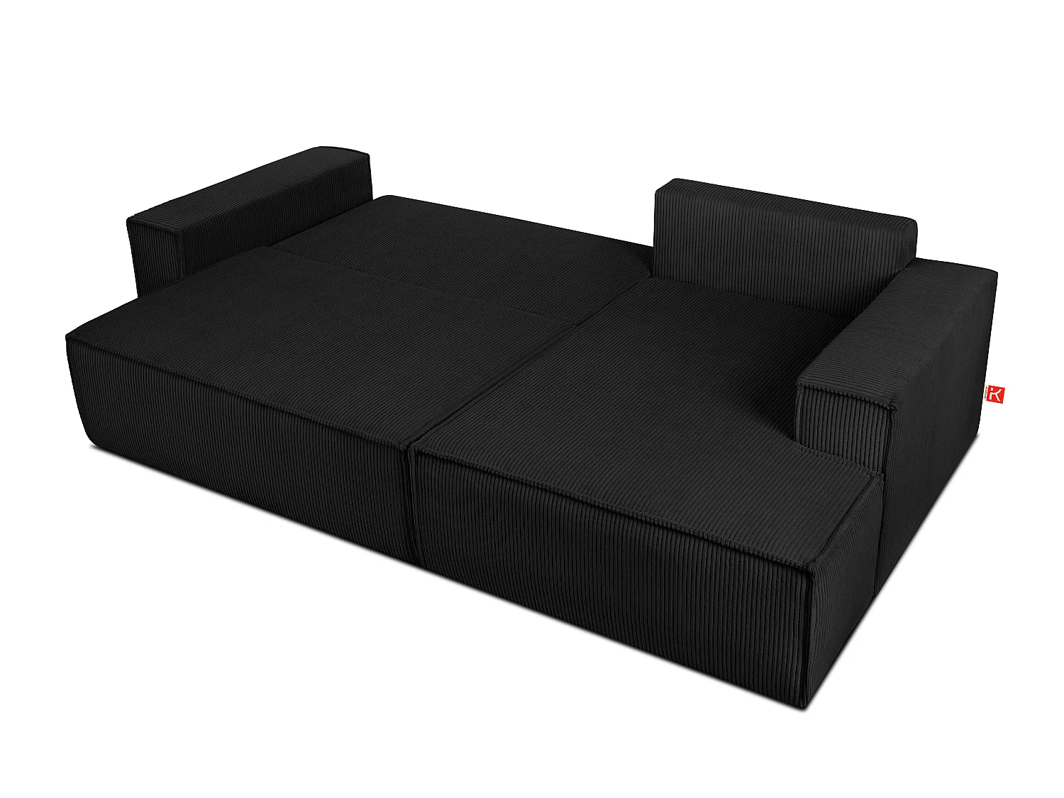 Ecksofa rechts - mit Schlaffunktion - in Pet Friendly Cord-Stoff - schwarz - NAPI