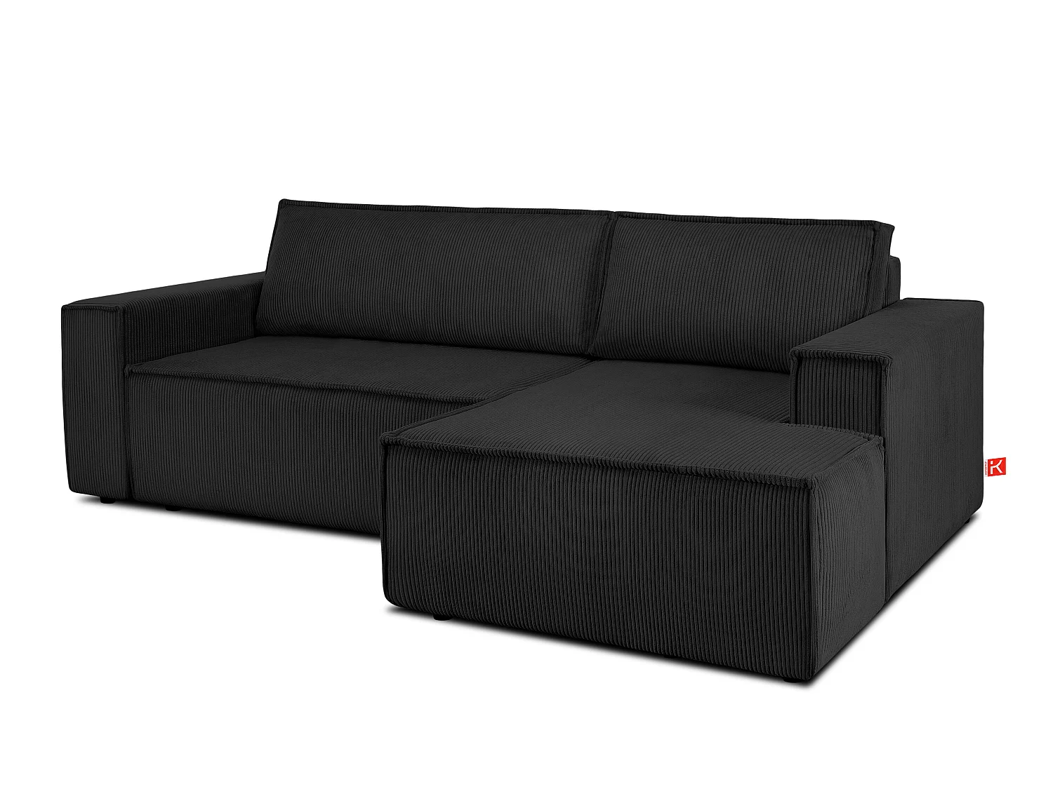 Ecksofa rechts - mit Schlaffunktion - in Pet Friendly Cord-Stoff - schwarz - NAPI