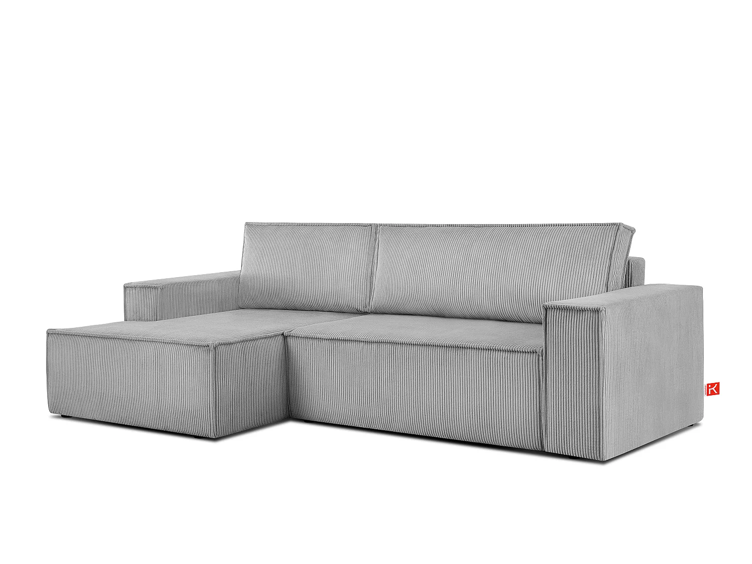 Ecksofa links - mit Schlaffunktion - in Pet Friendly Cord-Stoff - hellgrau - NAPI