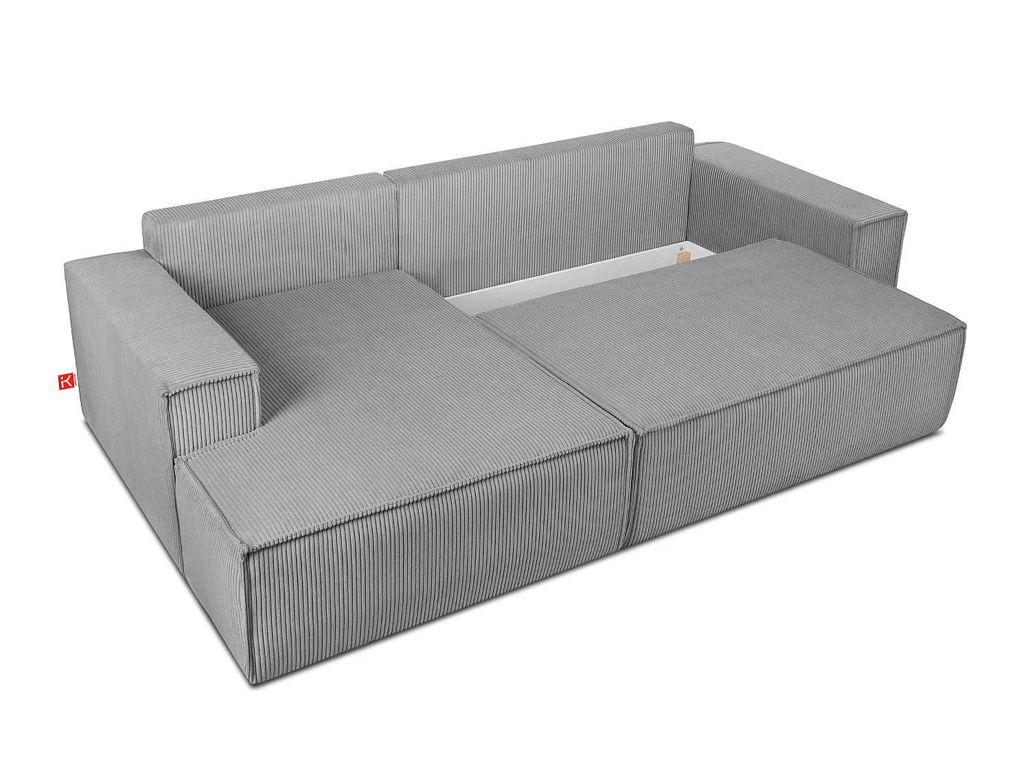 Ecksofa links - mit Schlaffunktion - in Pet Friendly Cord-Stoff - hellgrau - NAPI
