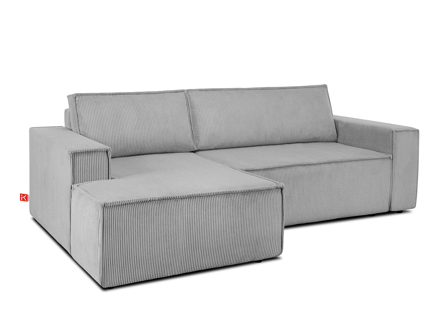 Ecksofa links - mit Schlaffunktion - in Pet Friendly Cord-Stoff - hellgrau - NAPI