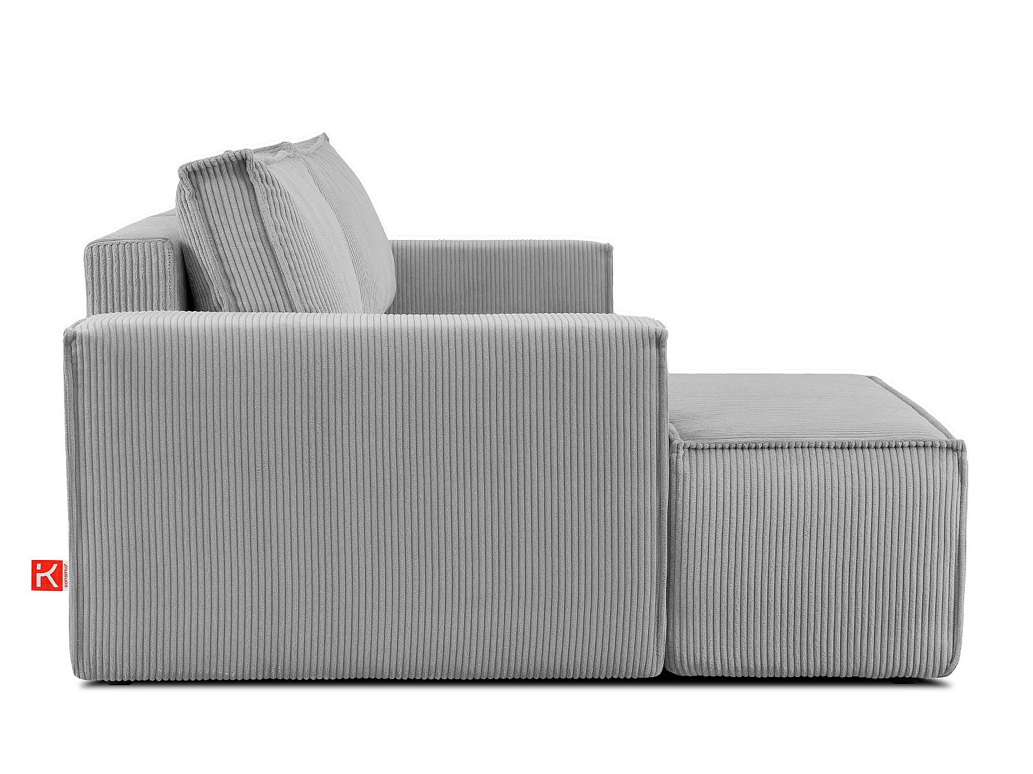 Ecksofa links - mit Schlaffunktion - in Pet Friendly Cord-Stoff - hellgrau - NAPI