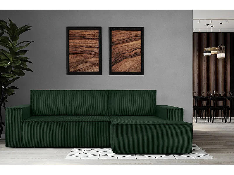 Ecksofa rechts - mit Schlaffunktion - in Pet Friendly Cord-Stoff - dunkelgrün - NAPI