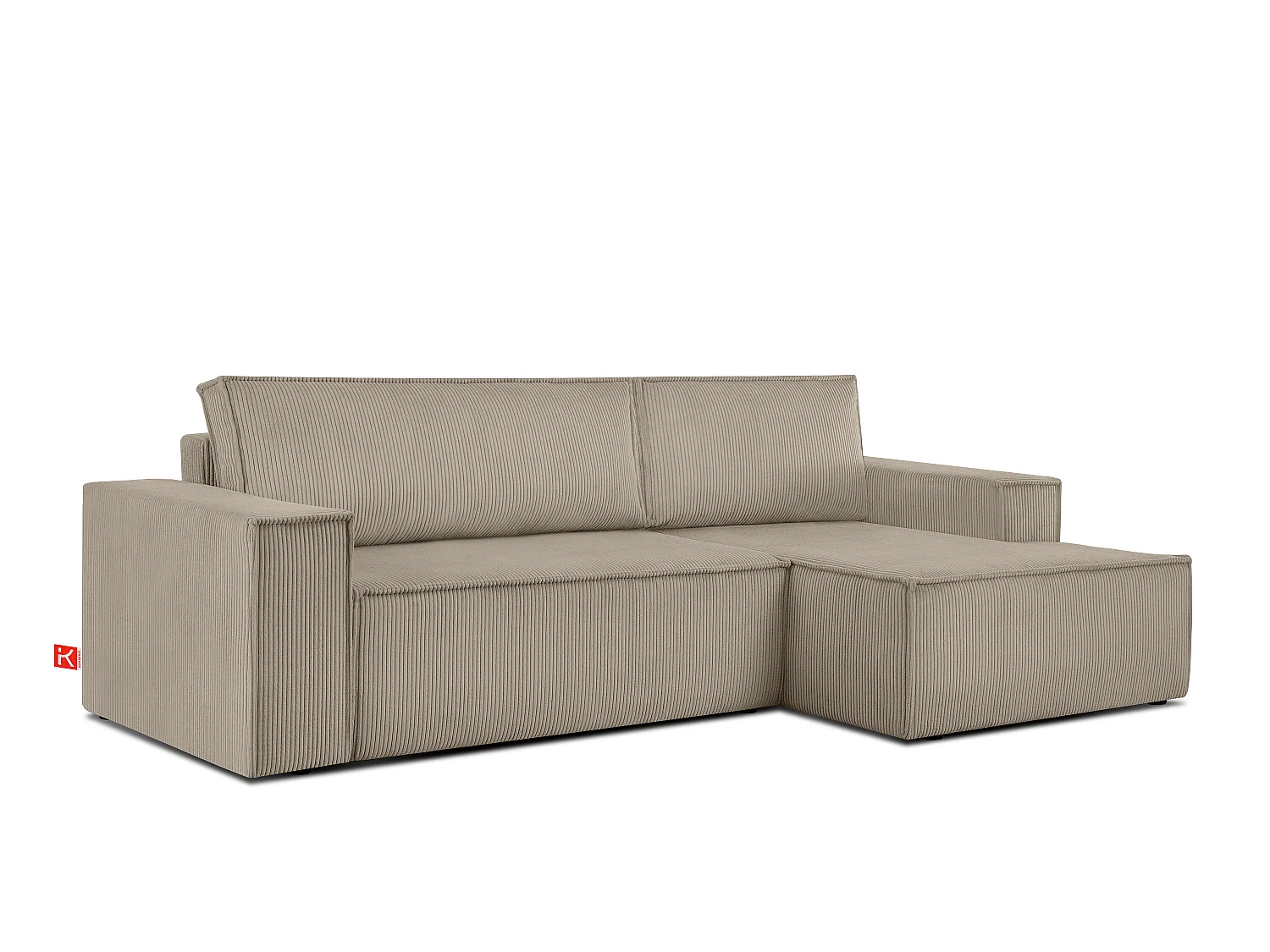 Ecksofa rechts - mit Schlaffunktion - in Pet Friendly Cord-Stoff - beige - NAPI