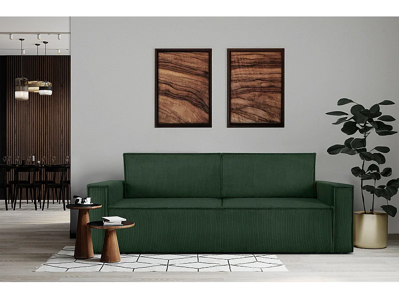 Schlafsofa in Pet Friendly Cord-Stoff - dunkelgrün - NAPI