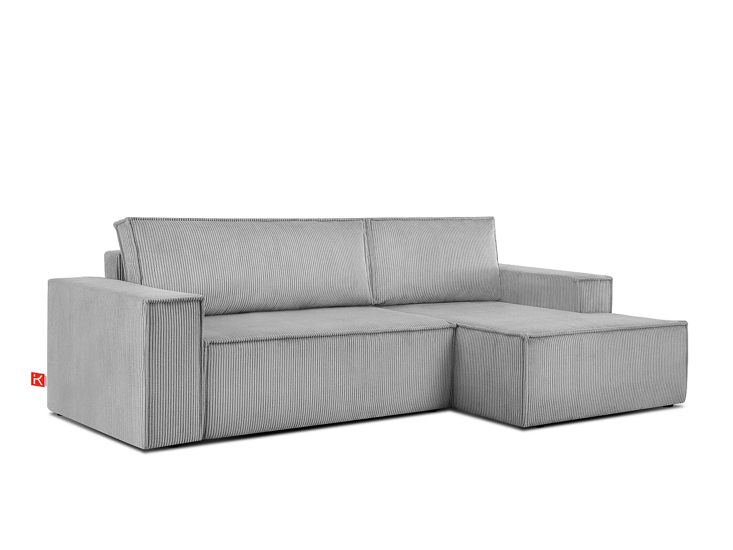 Ecksofa rechts - mit Schlaffunktion - in Pet Friendly Cord-Stoff - hellgrau - NAPI