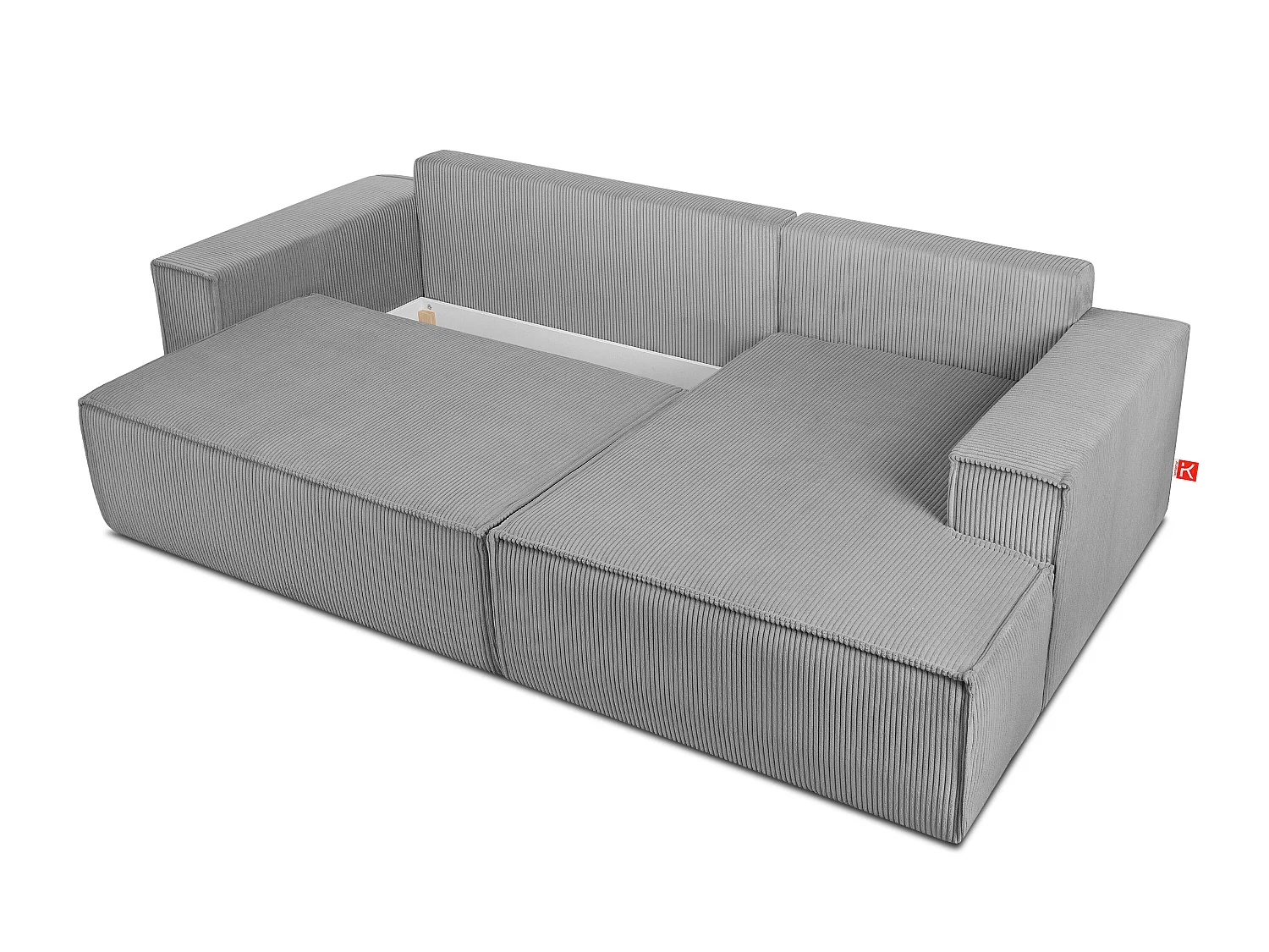 Ecksofa rechts - mit Schlaffunktion - in Pet Friendly Cord-Stoff - hellgrau - NAPI