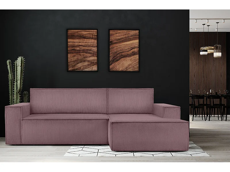 Ecksofa rechts - mit Schlaffunktion - in Pet Friendly Cord-Stoff - hellviolett - NAPI