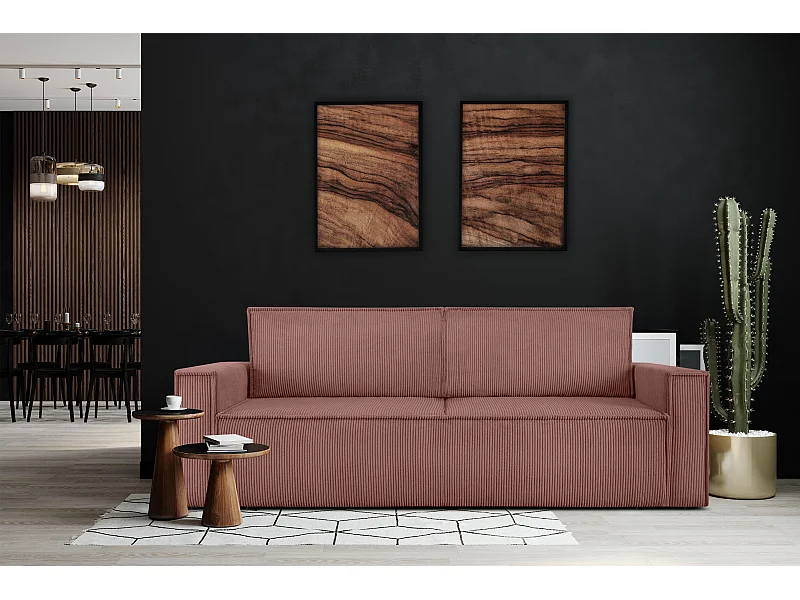 Schlafsofa in Pet Friendly Cord-Stoff - rosa - NAPI