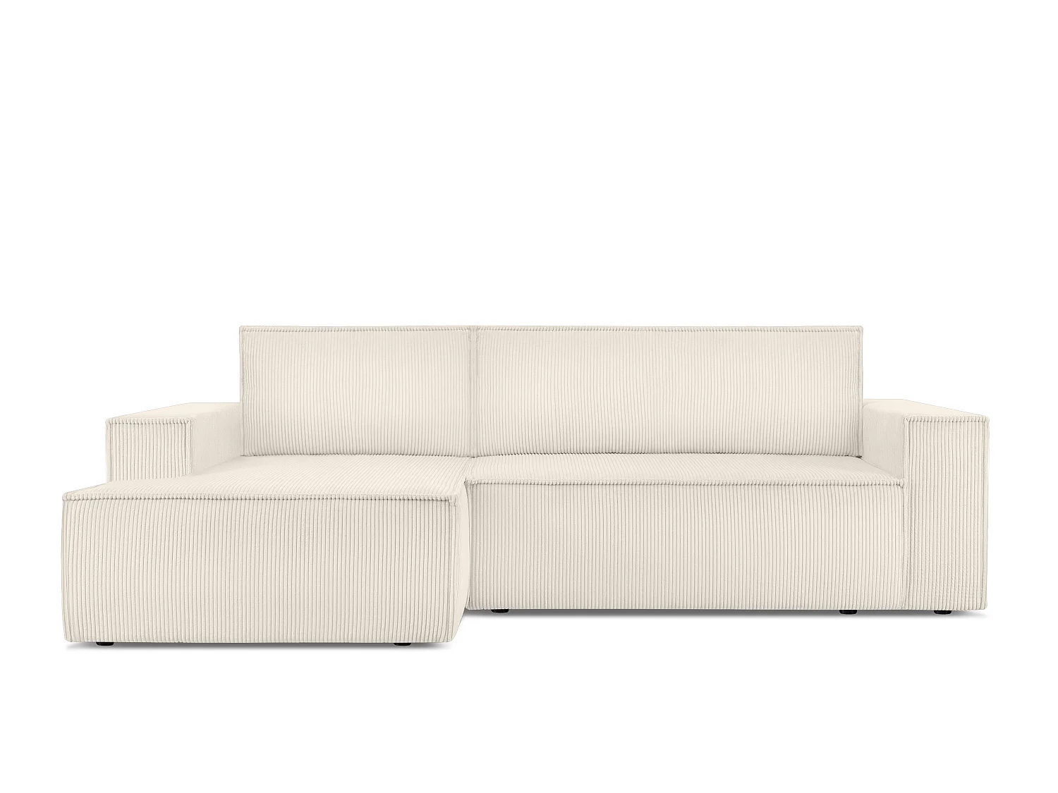 Ecksofa links - mit Schlaffunktion - in Pet Friendly Cord-Stoff - ecrufarben - NAPI