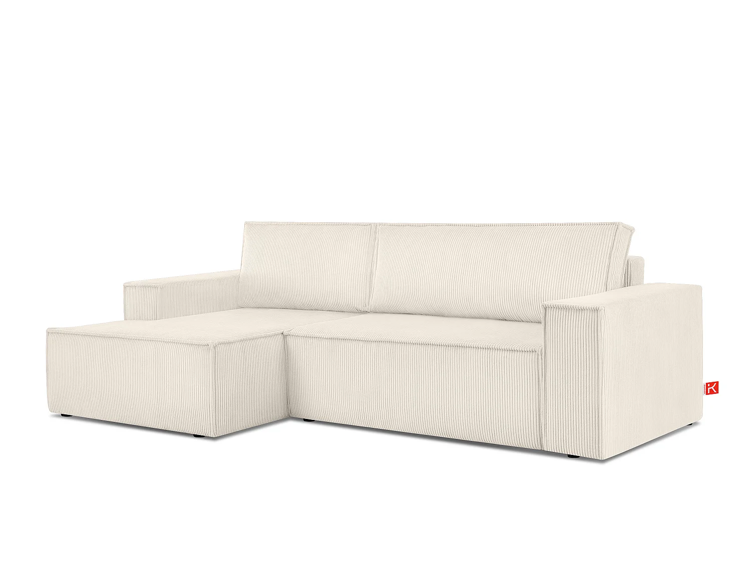 Ecksofa links - mit Schlaffunktion - in Pet Friendly Cord-Stoff - ecrufarben - NAPI