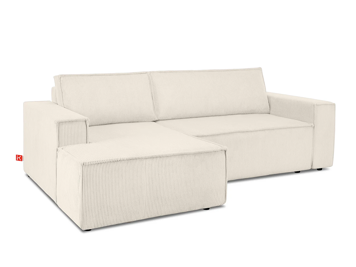 Ecksofa links - mit Schlaffunktion - in Pet Friendly Cord-Stoff - ecrufarben - NAPI